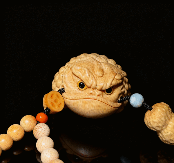 Artisan Crafted Bamboo Wealth Toad Handpiece