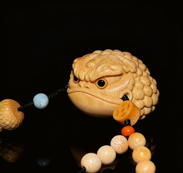 Hand-Carved Bamboo Money Toad Handheld Ornament
